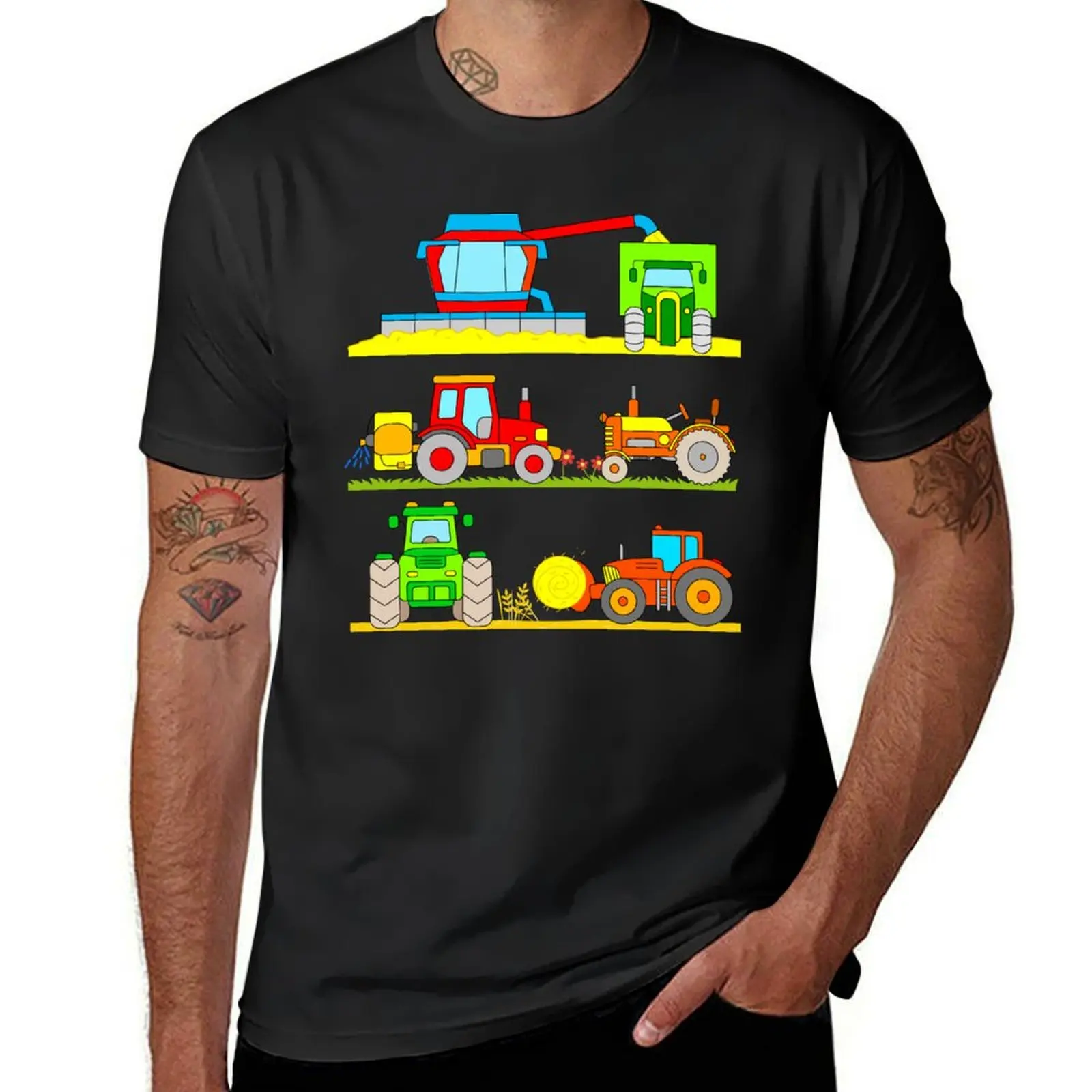 

Tractors Harvester T-Shirt customizeds summer clothes plain t shirts men