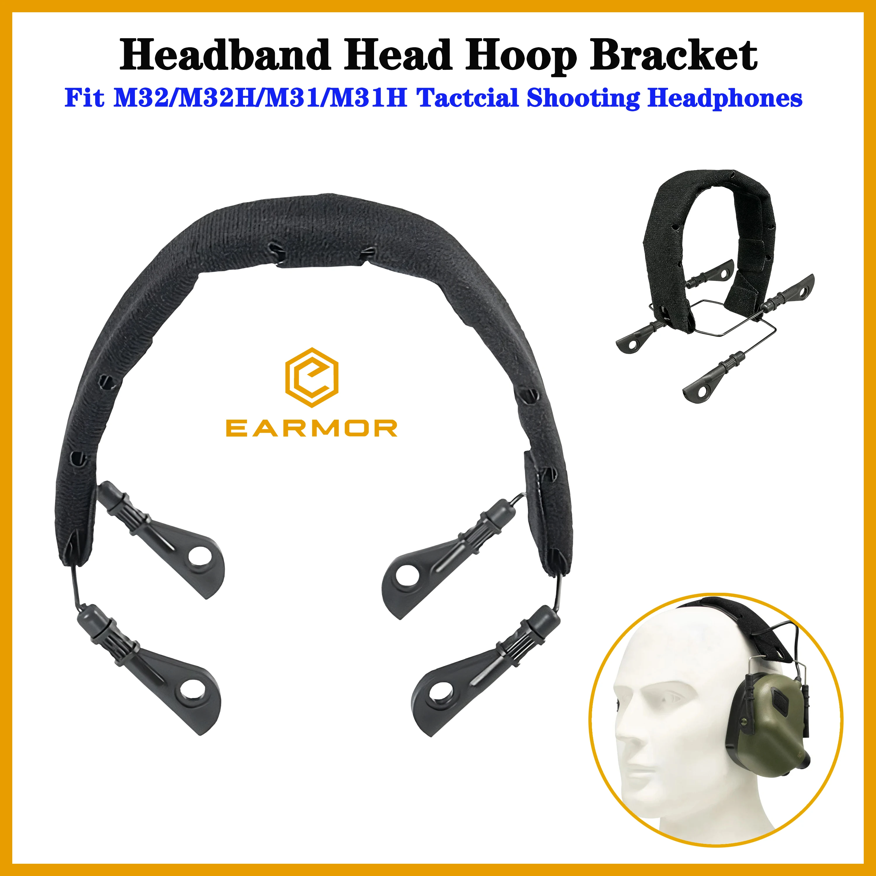 

EARMOR M14 Headband Head Hoop Bracket，Fits M32/M32H/M31H/M31 Outdoor Airsoft Shooting Communication Headset Replace The Update