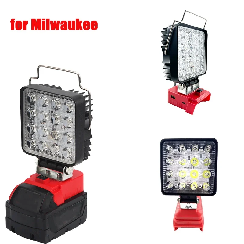 

LED Camping Light Work Light for Milwaukee 18V Battery Workshop Cordless Flood Light with USB Type-C Charging Port, No Battery