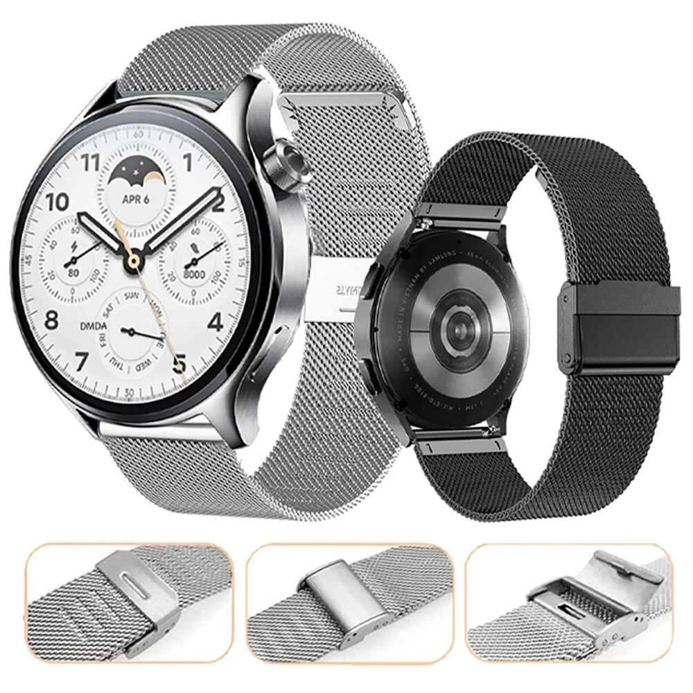 샤오미 워치용 금속 밴드, Mi 워치 컬러 2 스테인레스 스틸 손목 밴드 벨트 팔찌, S4 스포츠 S3 S2 46 42mm S1 프로 스트랩, 22mm