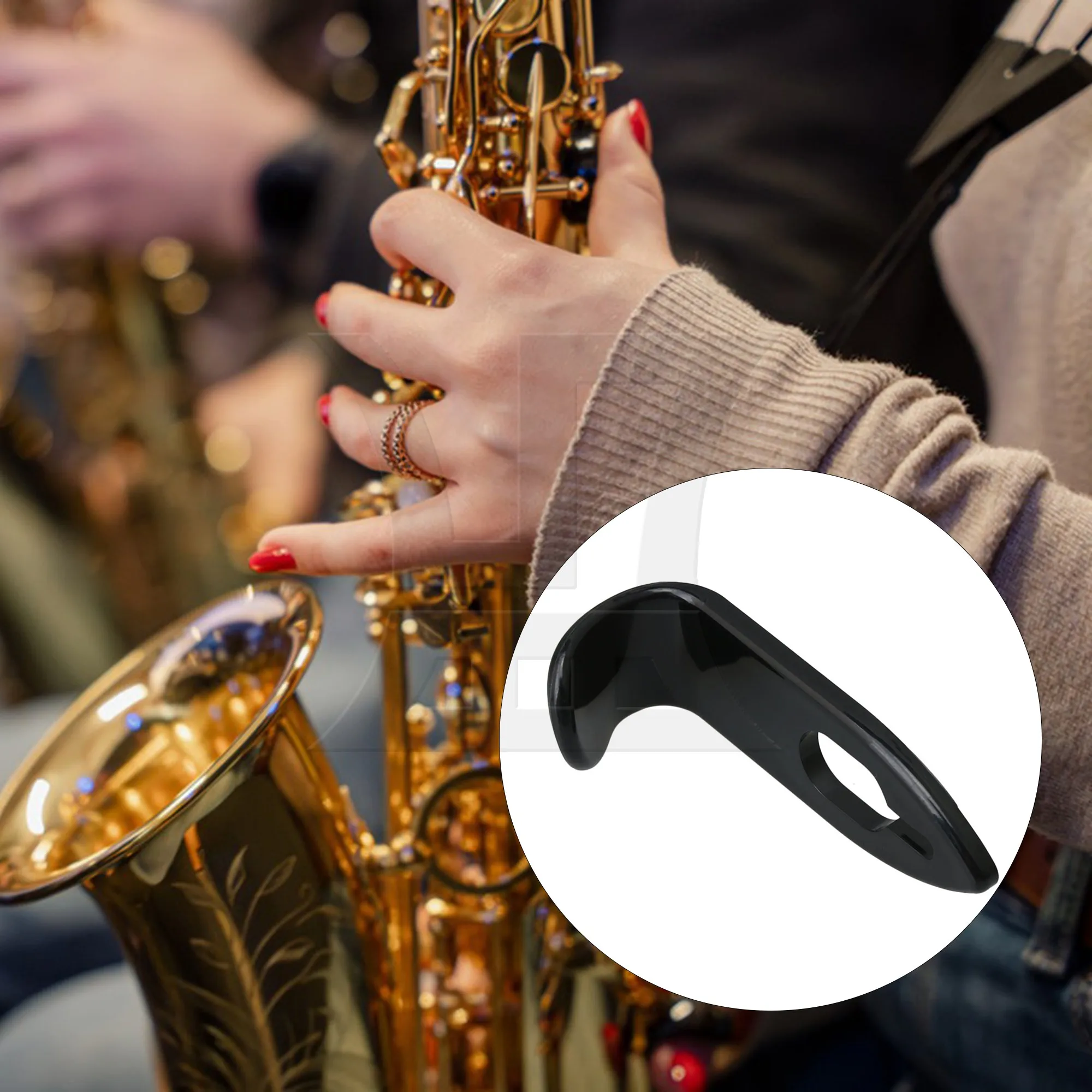 

Yibuy 6.1cm Length Alto Tenor Soprano Saxophone Sax Plastic Thumb Hook Black