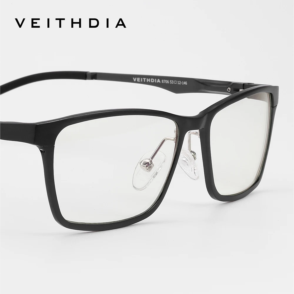 VEITHDIA Brand Women\'s Anti Blue Light Glasses Men\'s Computer Goggles Transparent Lens Eyeglasses Frame for Male Eyewear VE8706F
