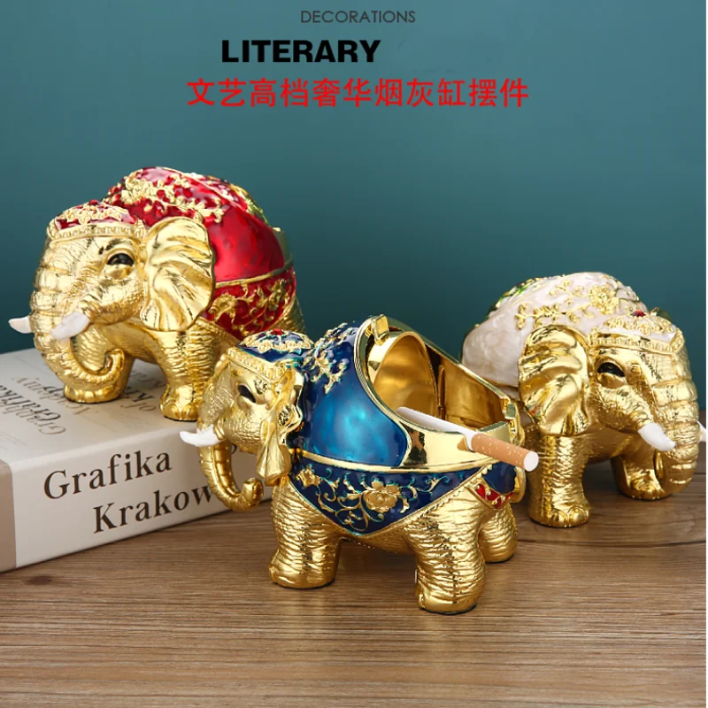 

BEST gift Asia Thailand Good luck Wealth Auspicious elephant ashtray mascot HOME office shop Decoration bring fortune