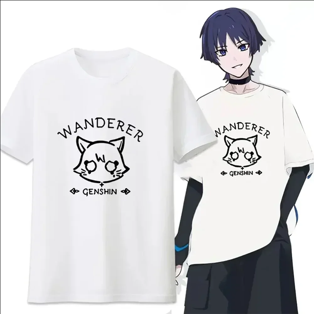 

Genshin Scaramouche Wanderer Tshirt Funny Men/Women Clothing Harajuku T-shirt Unisex Vintage Cotton Tops Graphic T Shirts