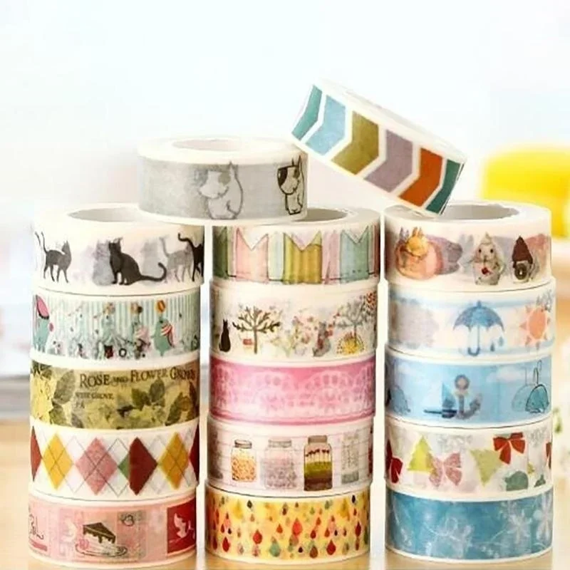 Floral Design 15mm X 7M DIY Paper Sticky Adhesive Sticker Decorative Washi Tape  Cute Washi Tape Color Random