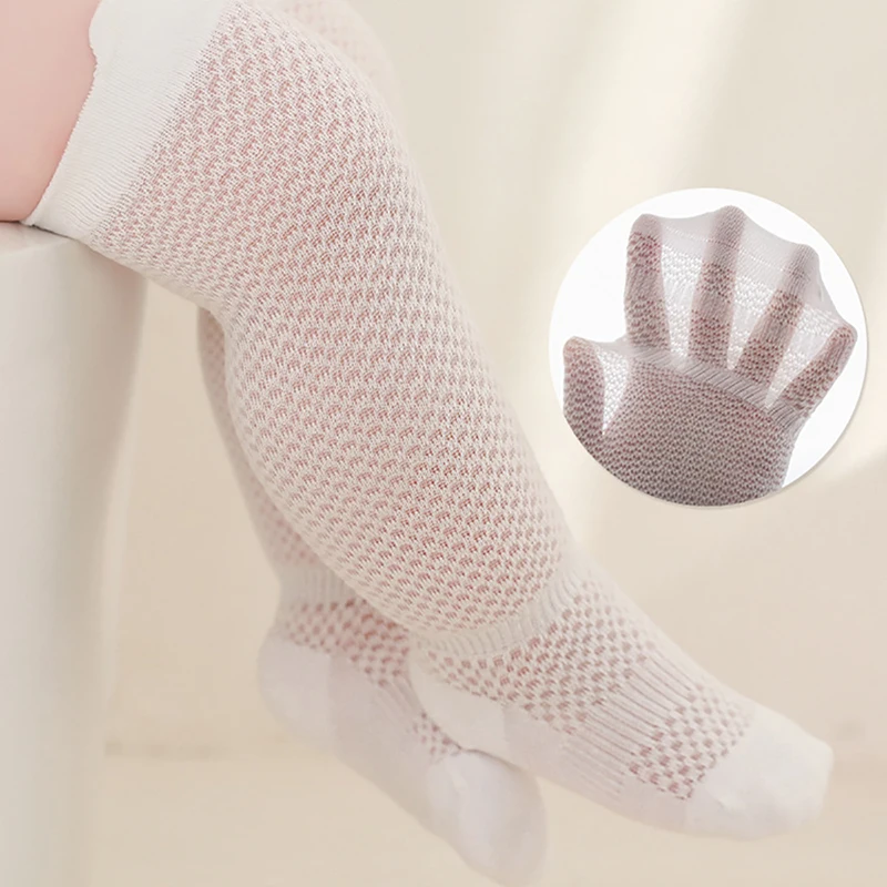 

New Solid Baby Long Socks Summer Newborn Toddler Elastic Thin Mesh Sock Cotton Boy Girl Boneless Socks Mosquito Prevention 0-3Y