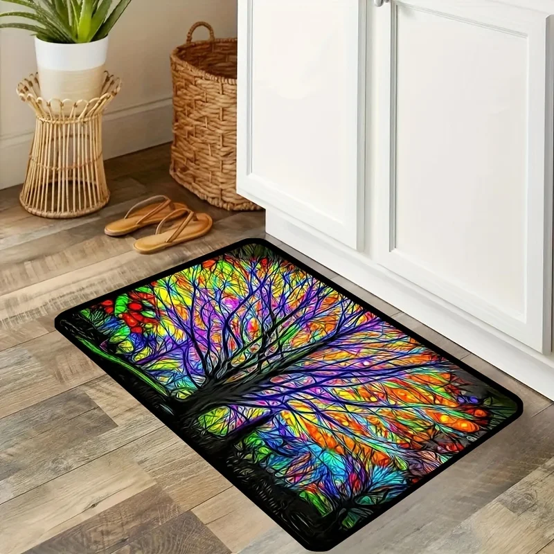 Leaf Printed Non-slip Super Absorbent Door Mat Diatom Mud Bath Kitchen Carpet Waterproof Entrance Rug for Home Living Room Decor