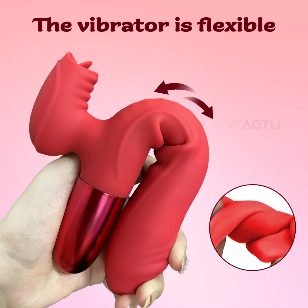 Powerful Vibrator for Women with Tongue Licking Clitoris Stimulator Female Masturbator G Spot Dildo Adults Goods Sex Toys