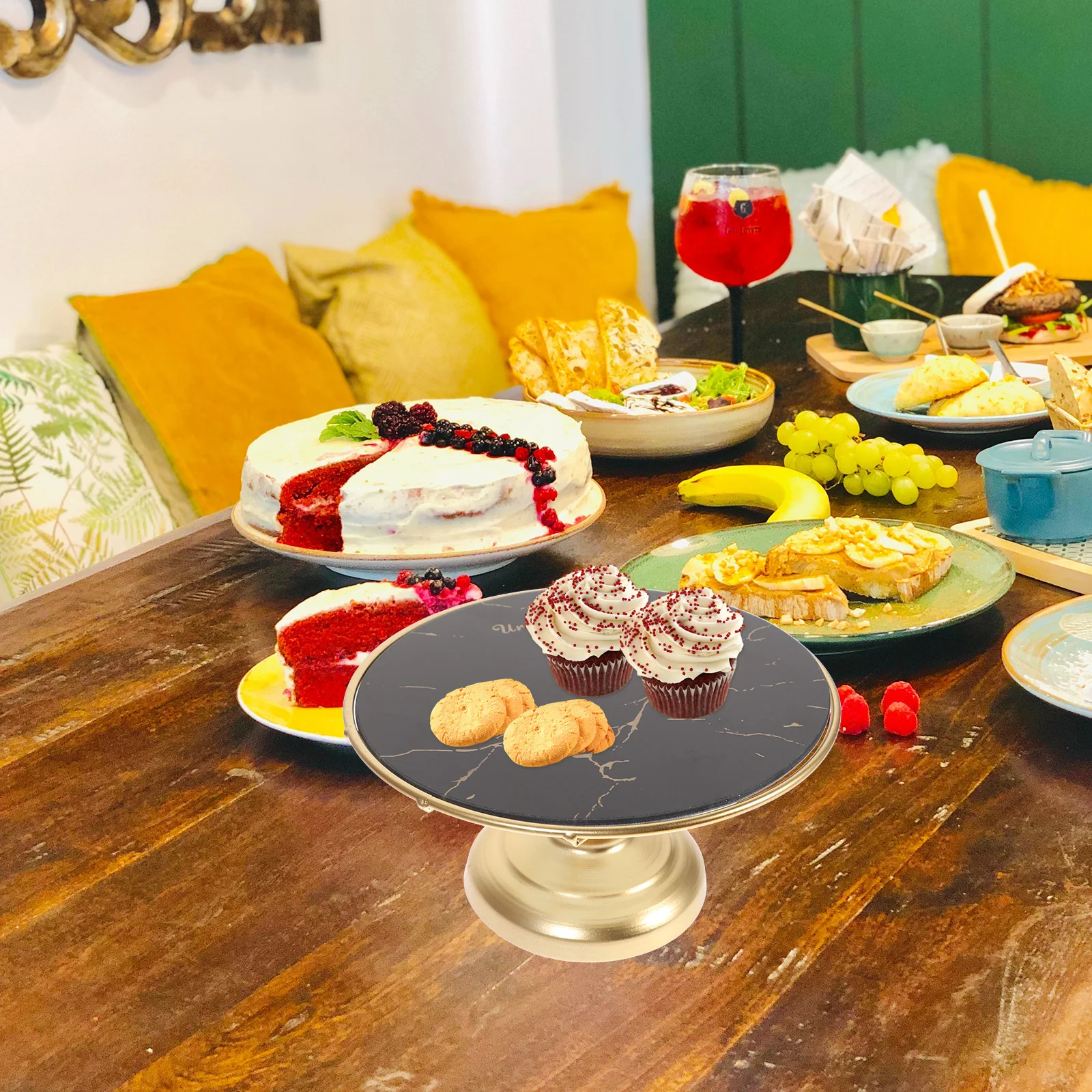 European Style Black Cake Stand Multi-Function Raised Dessert Tray for Wedding Party Display Cake Stand