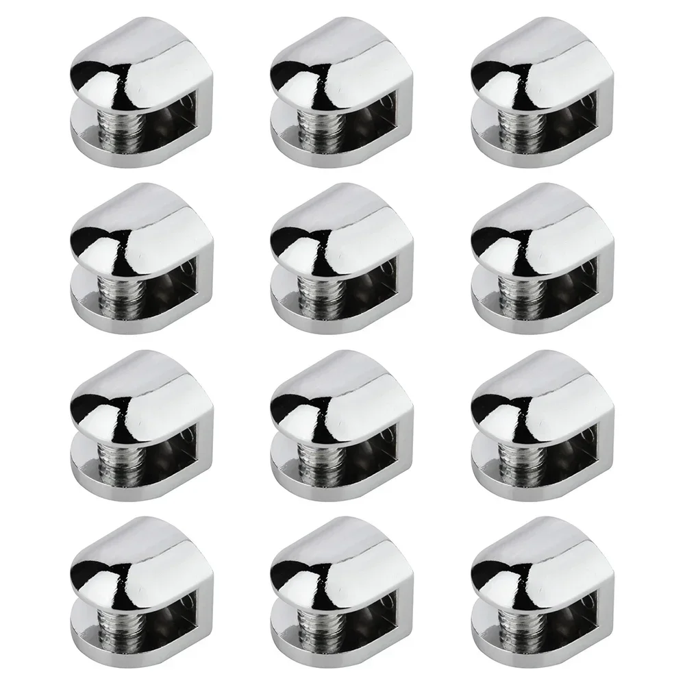 

12Pcs Glass Brackets Adjustable Zinc Alloy Glass Clip Shelf Clamp Holder Flat Back Mount Holder for Staircase Handrail