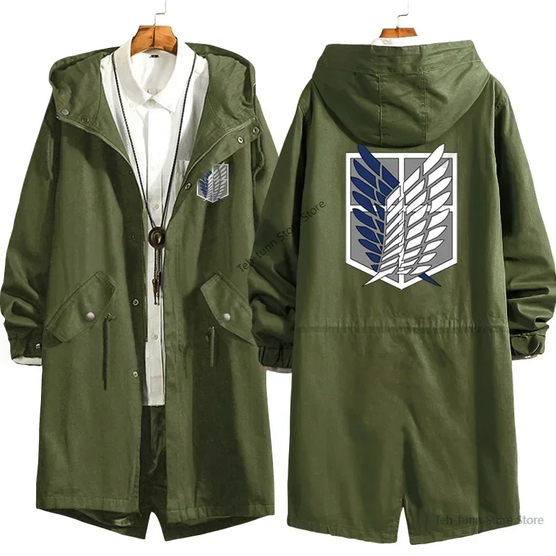 Attack on Titan Eren Levi Wind Trench Long Hoodie Jacket Shingeki No Kyojin Sasha Braus Ymir Armin Cosplay Wings of Liberty