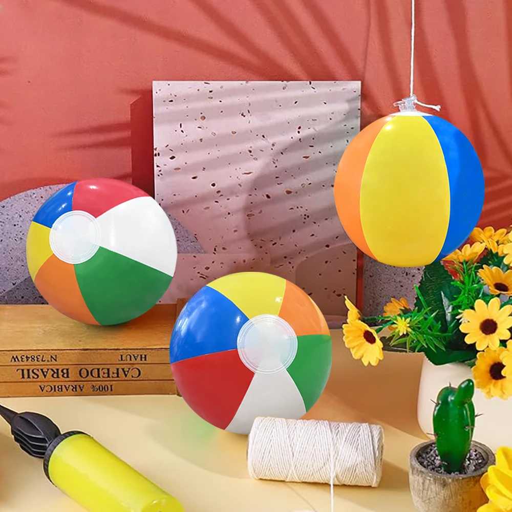 6pcs Colorful Inflatable Beach Ball Summer Holiday Swimming Pool Party Game Ball Set