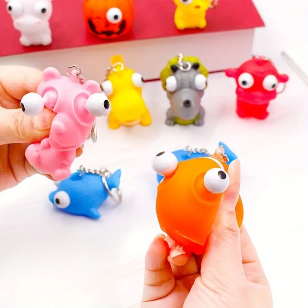 Silikonowy breloczek do kluczy do wyciskania wentylacji Reliever Vent Emotions Vent Squeeze Keyring Work Boring Squeeze Eye Doll Pendant Children