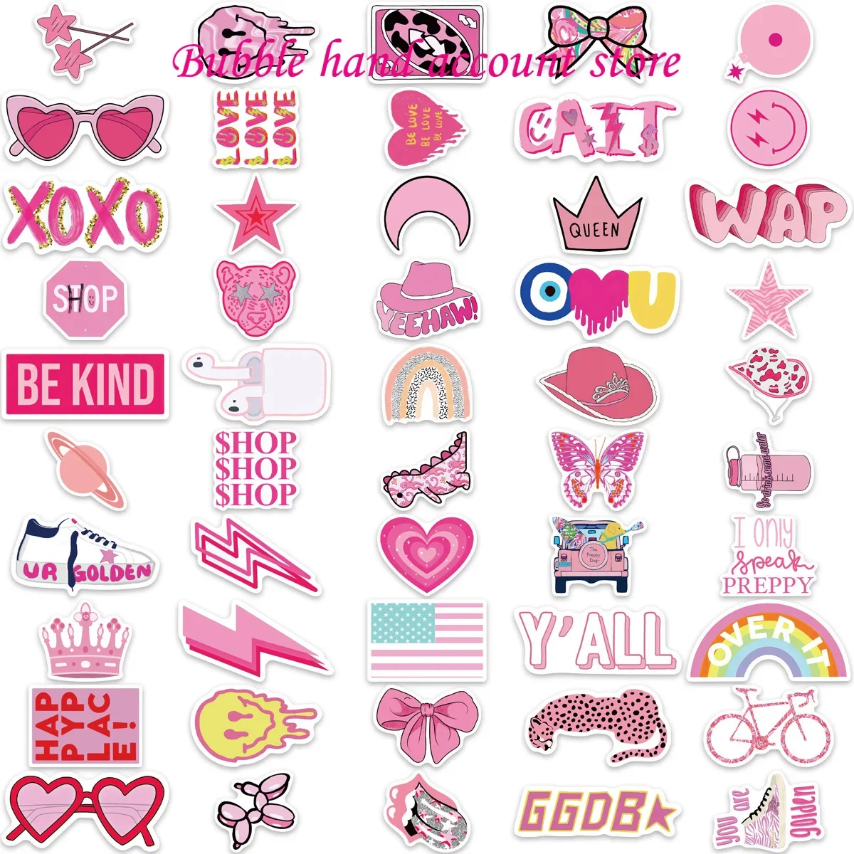 100 Ins Style Pink Preppy Style Stickers for Party Gift Skateboard Motorcycle Scrapbooking Laptop Suitcase Toys