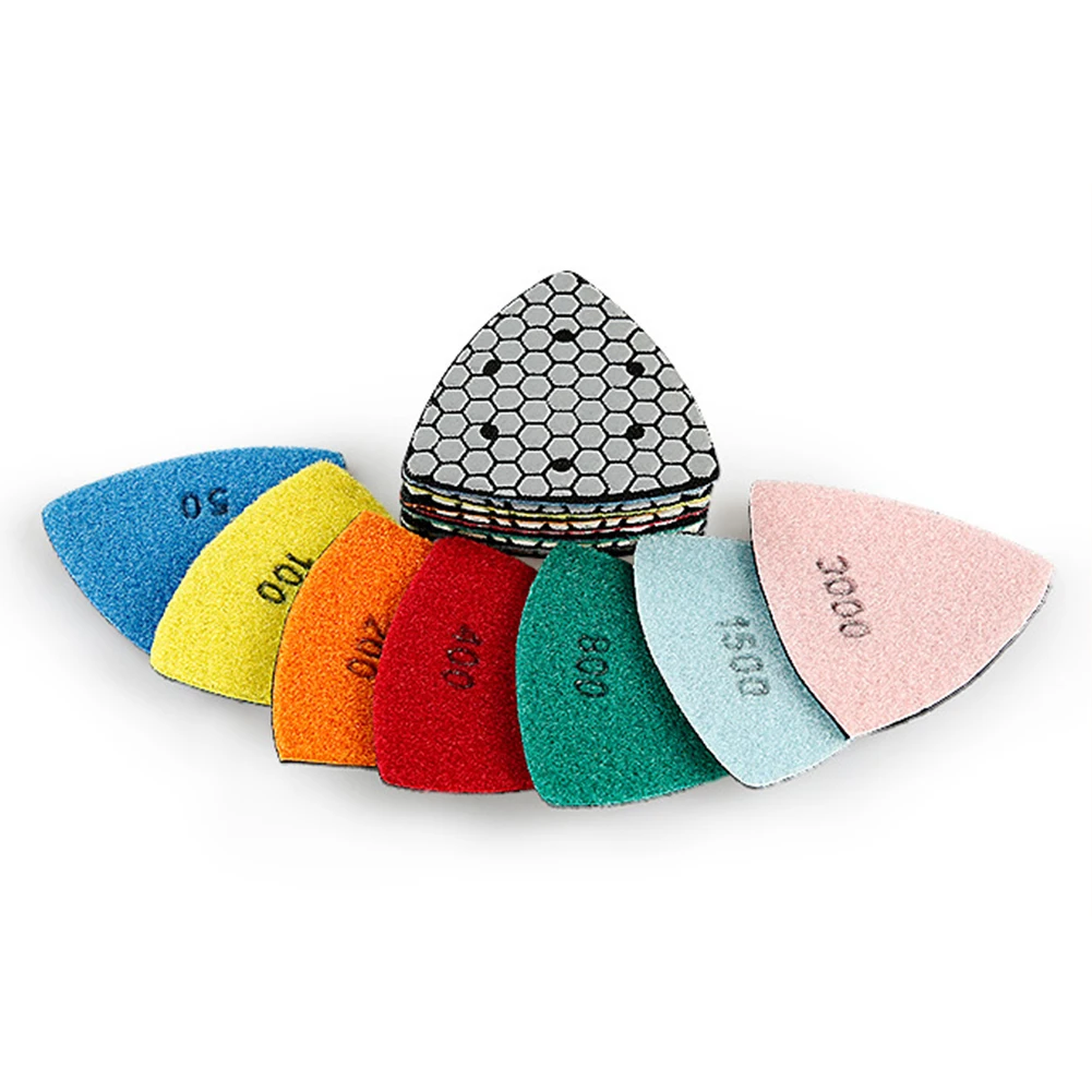 Almohadillas de pulido en seco de diamante triangular de 90mm para granito, mármol, hormigón, almohadillas de lijado de piedra, Discos de pulido