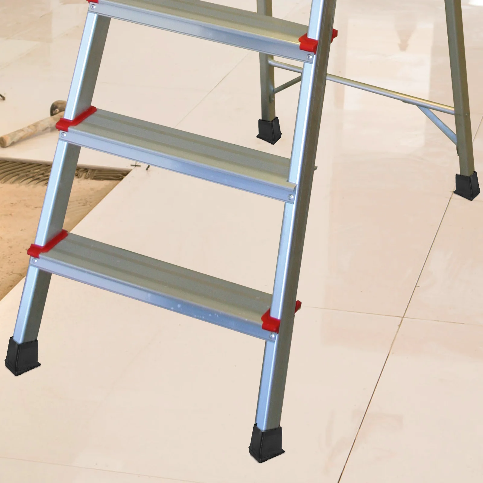 

4 Pcs Non Slip Ladder Feet Protectors Silicone Extension Ladder Pads Cover Bumper Step Mats Black