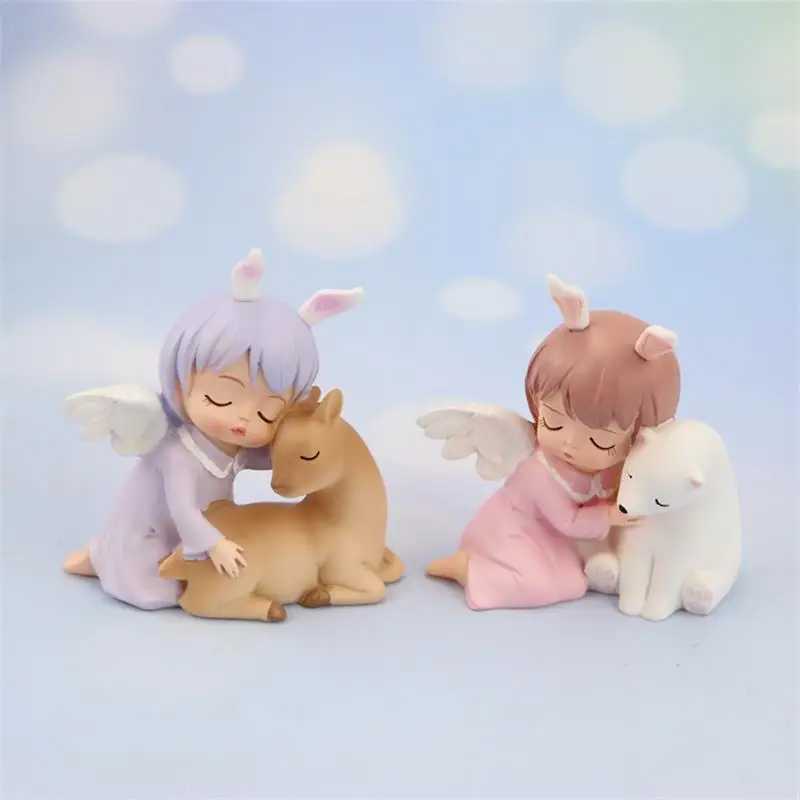 Creative Resin Cute Angel Figurines Miniature Fairy Garden Room Decor Bake Cake Decoration Children Girls Gift For Kids