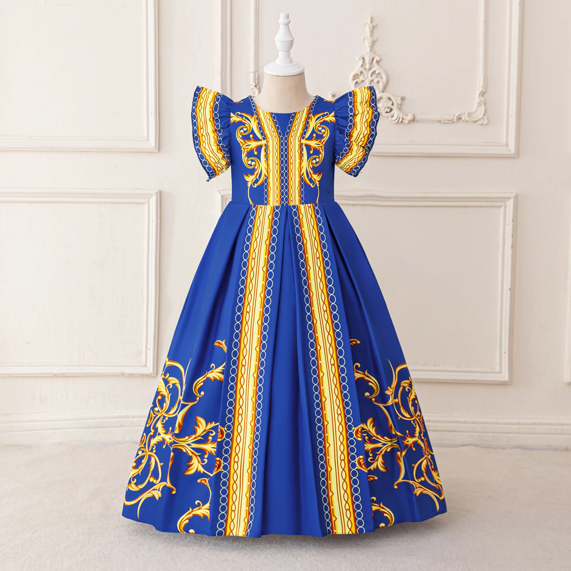 Muslimische Robe Festival Kinder Vintage Print Mädchen Arabisch Traditionelle Kleidung Luxus Kinder Kleid Elegante Party Kleider