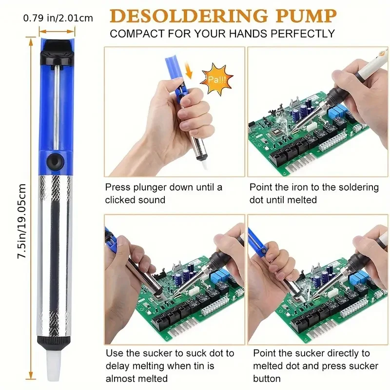 Kit Ferro de Solda Eléctrico com Ponta, 60W, 220V, 110V, Temperatura Ajustável, Soldadura, Retrabalho, Ferramentas de Reparação de Solda, Kit de Solda