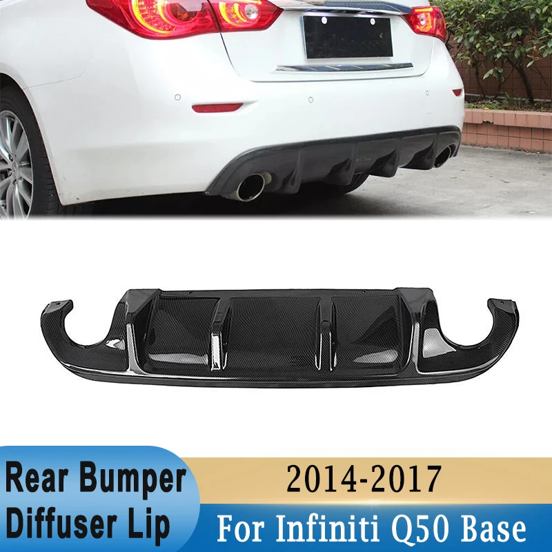 

Rear Bumper Diffuser Lip for Infiniti Q50 Sedan 2014-2017 Base Version Gloss Black Carbon Fiber Look Rear Bumper Spoiler