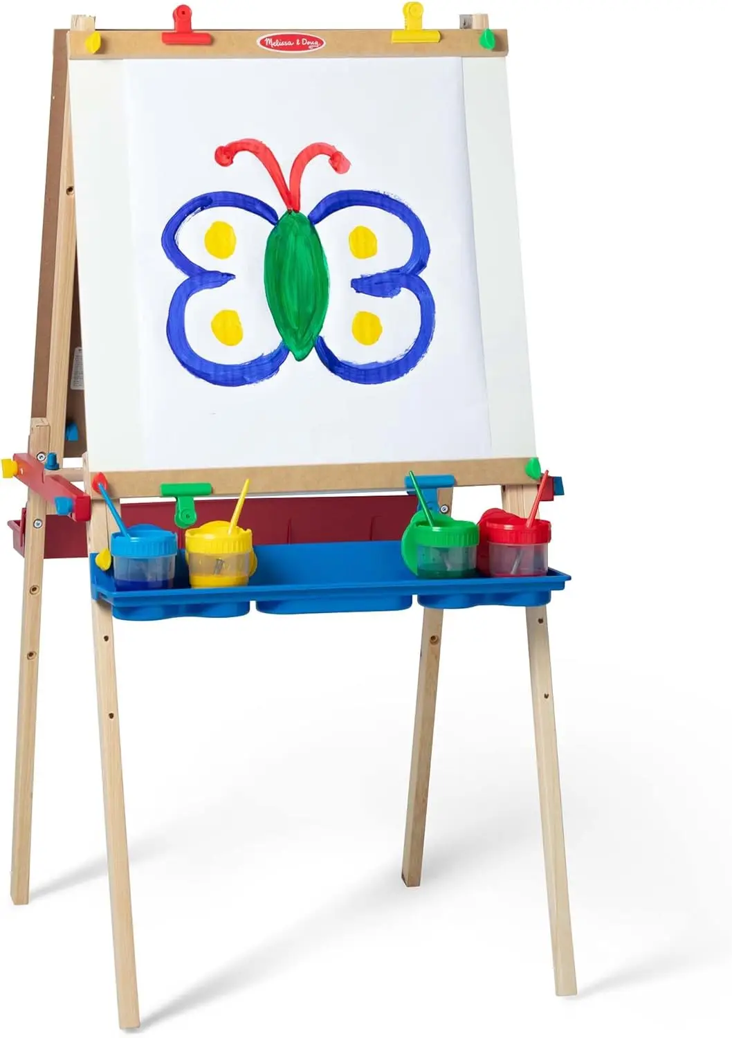 

Kids Double-Sided Art Easel with Dry-Erase Board, Chalkboard & Paper Roller - Foldable Learning Toy for Ages 3+