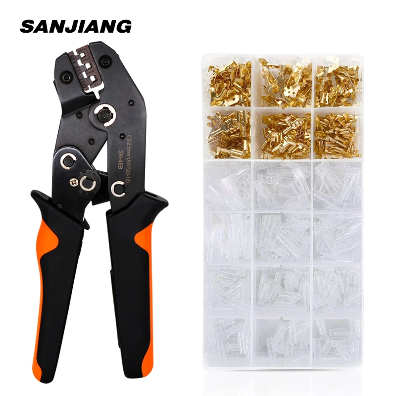 SN-48B Crimping Tool Set 2.8/4.8/6.3 Plug Terminal Crimper Plier Kit Wire 0.5-1.5mm²AWG 20-12 Alicate Hand Tool Krimptang Clamp