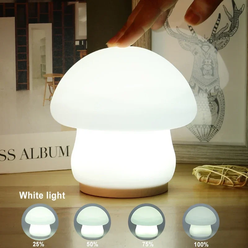 Mushroom Night Light LED Silicone Touch Sensor Battery Lamp  Bedroom Decor Baby Bedside Decoration Lamps Christmas Present