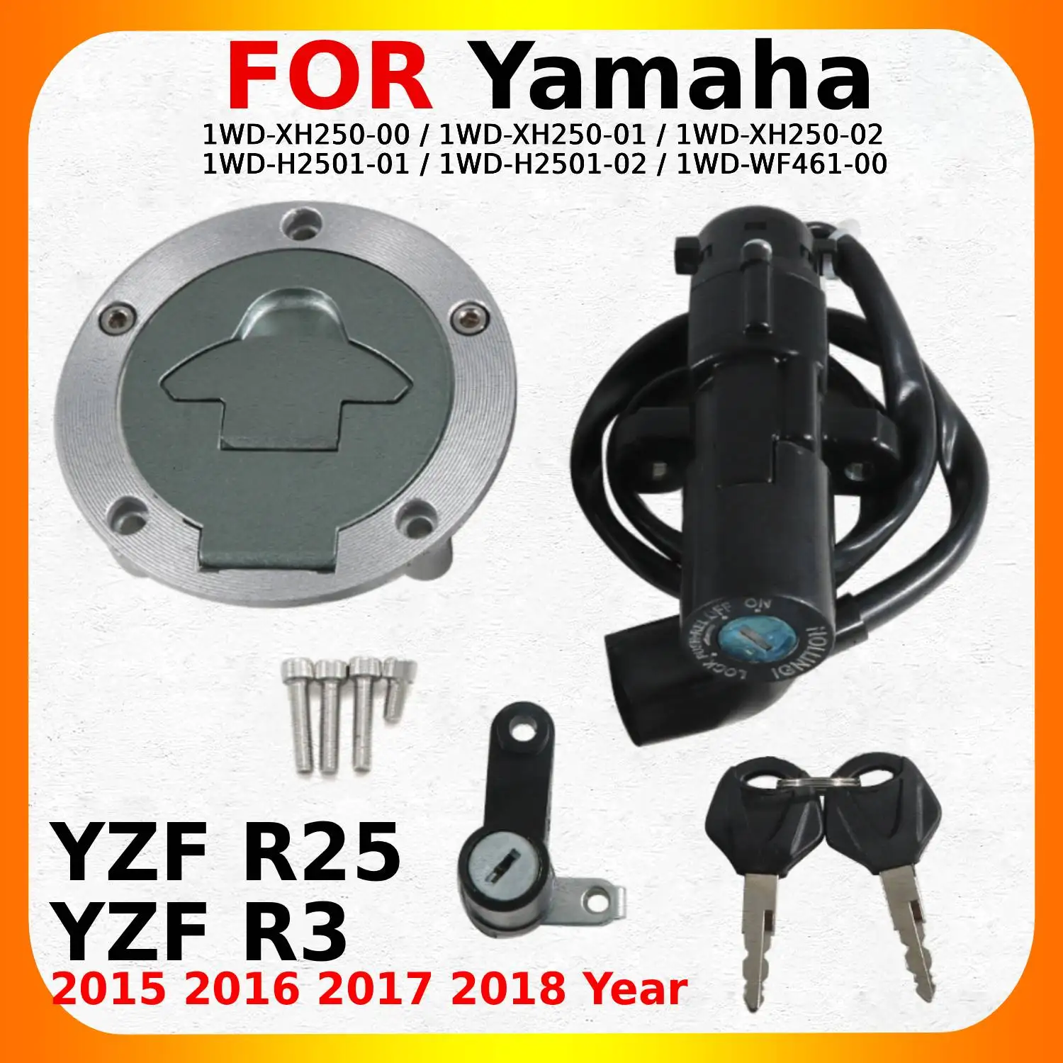 Motorcycle Ignition Switch Seat Lock Key Fuel Cap Suit For Yamaha