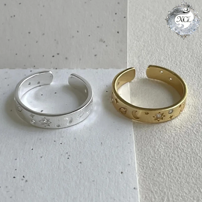 

XCL S925 Sterling Silver Star CZ Ring Simplicity INS Korean Style Zircon Ring Fashion Fine Jewelry Gift for Women Girls Party