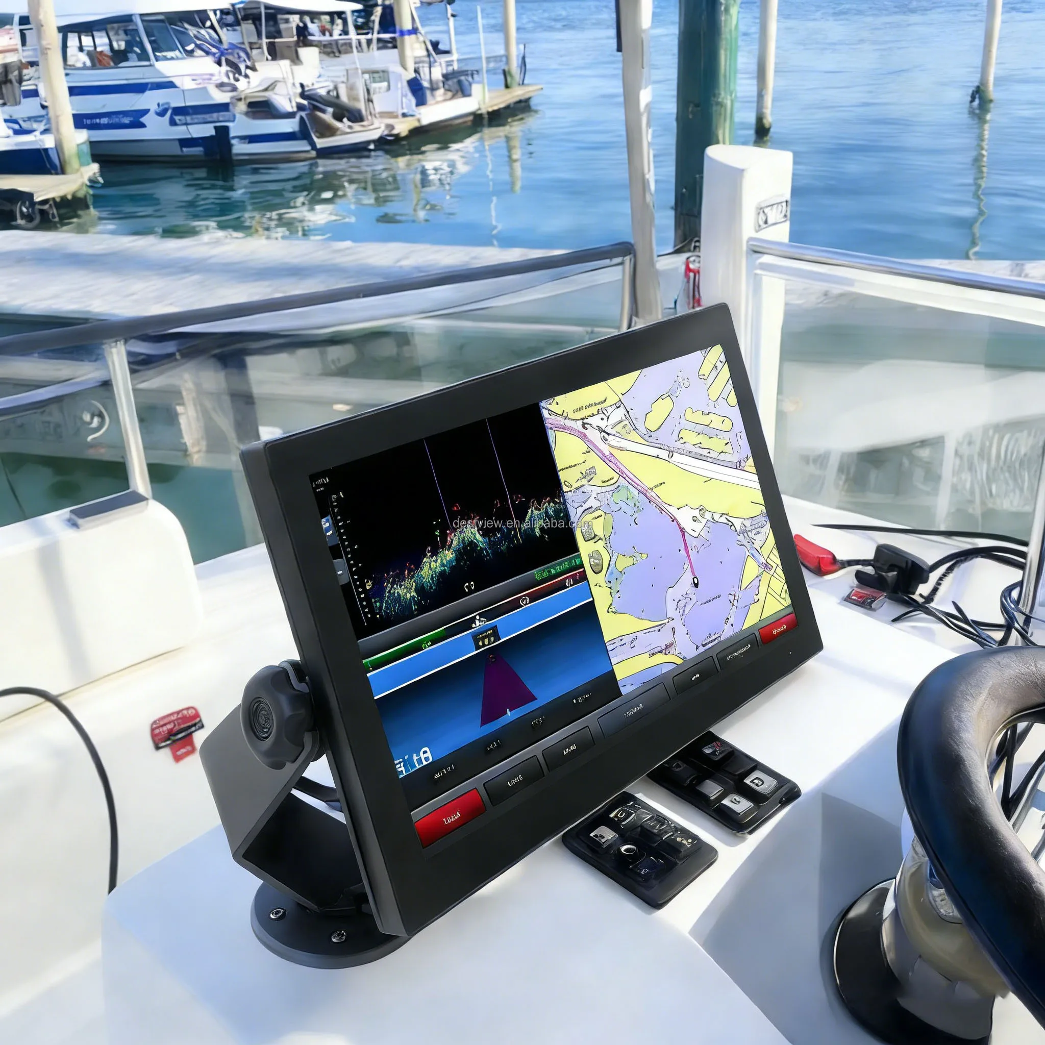 

New LCD Touch Marine Monitor DVI Interface Waterproof IP67 Rating Yacht Monitoring Display Outdoor