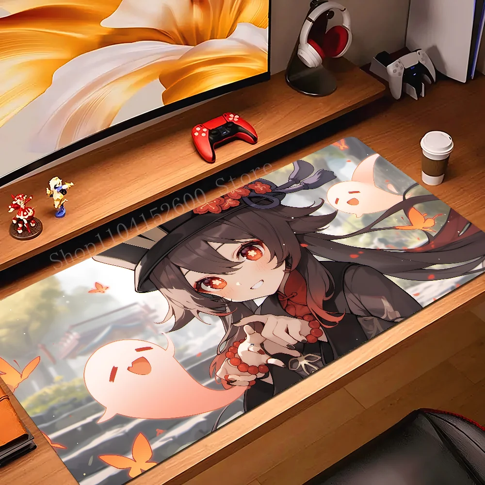 Genshin Impact Hu Tao Anime Mousepad Mouse Mat Desk Mat With Pad Gaming Accessories Prime Gaming XXL Keyboard Pad Padding Mat