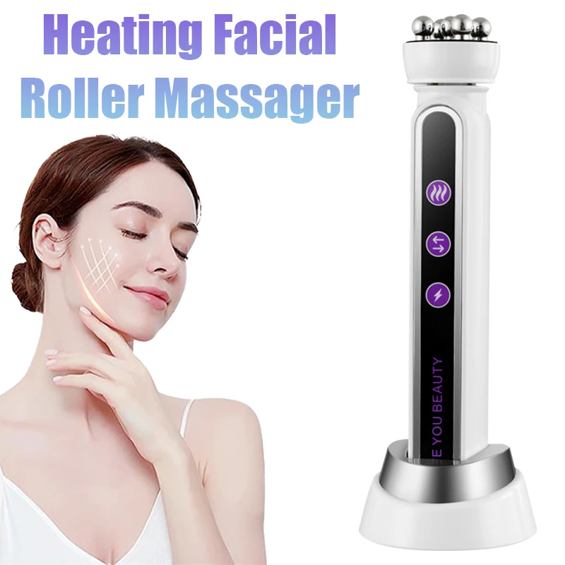 

3in1 EMS Heating 360° Roller Facial Massager FIne Lines Lifting Skin Rejuvenation Skin Firm Microcurrent Home Use Beauty Machine