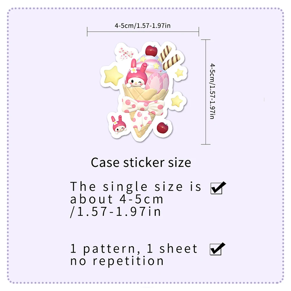 50PCS Cartoon Cute 3D Sanrio Hello Kitty Kuromi Melody Sticker DIY Phone Fridge Laptop Sticker Decoration Classic Toys Gift