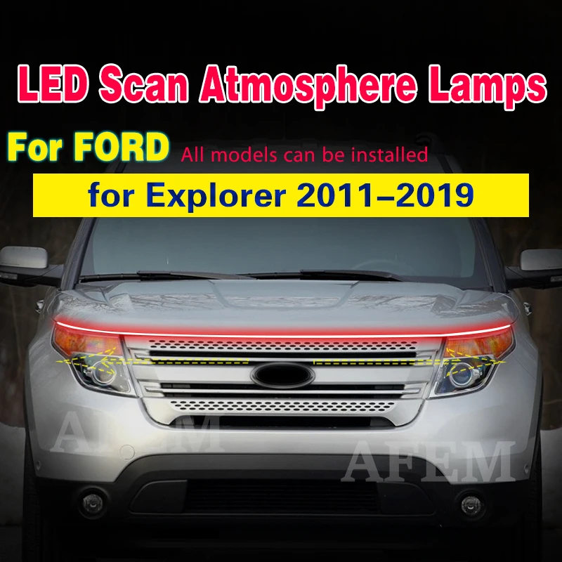 1pcs 12V DRL LED Daytime Running Light For Ford Explorer 2011-2019 Car Headlight Scan Starting LED Strip Day Light Ambient Lamp