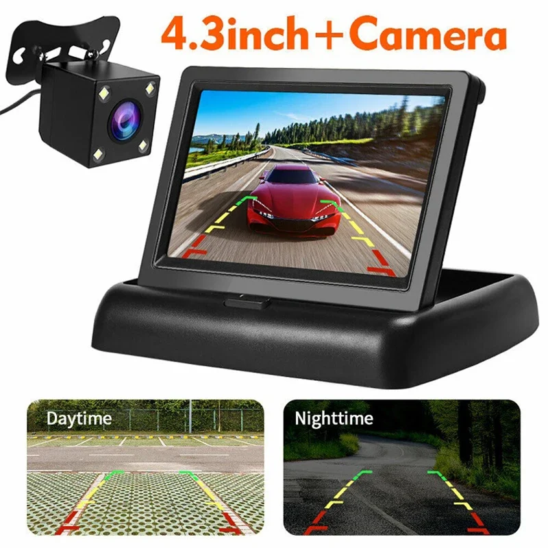 

QueenDer 4.3"Foldable LCD Display Monitor Car Rear View Backup LED Night Camera