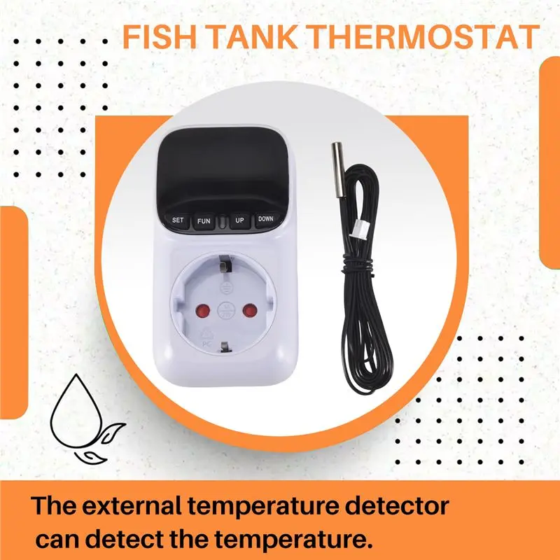 Digital Temperature Controller Socket Outlet Thermostat With Time Sensor Probe Heating Cooling Switch 16A EU Plug-A50M
