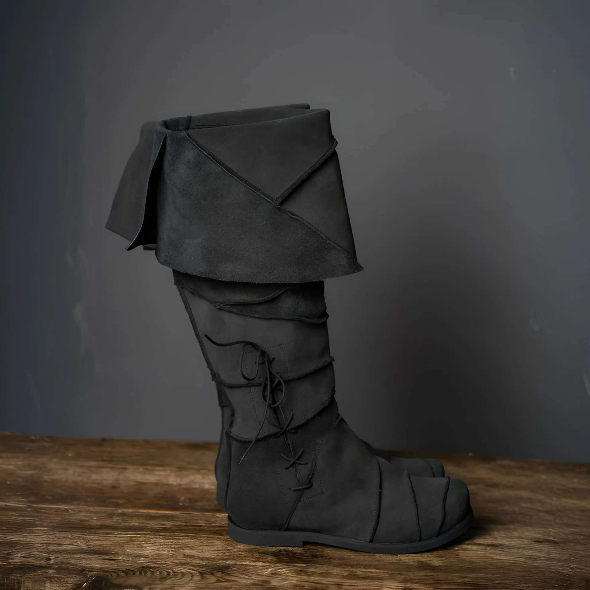 Renaissance Vintage Piratenstiefel für Männer Retro Braunes PU-Leder Ritter Steampunk Stiefel Cosplay Halloween Karneval Party Schuhe – Detail 11