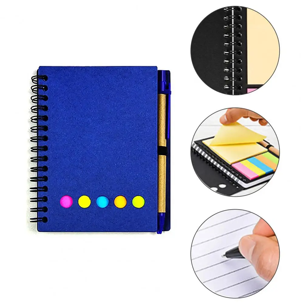 Notebook with Pen Holder Pen Holder Notebook with Sticky Notes Durable Spiral Notebook Set with Coil Pen Sticky Note for Office