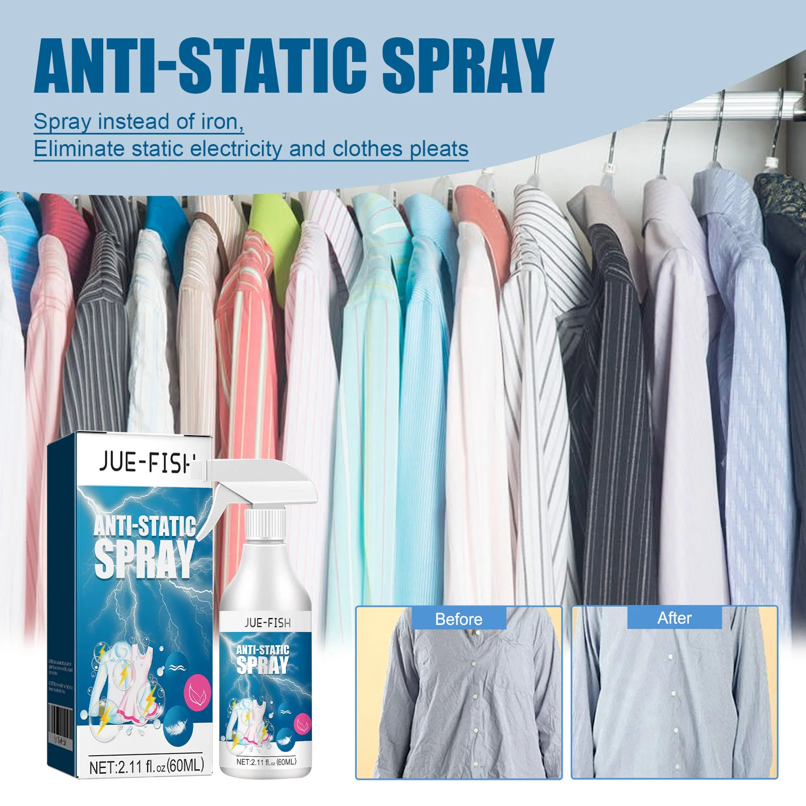 Anti Static Electricity Spray Liquid เสื้อผ้าซักรีด Remover Sprinkler Sprayer สําหรับเฟอร์นิเจอร์ซักรีดตู้เสื้อผ้ารถ