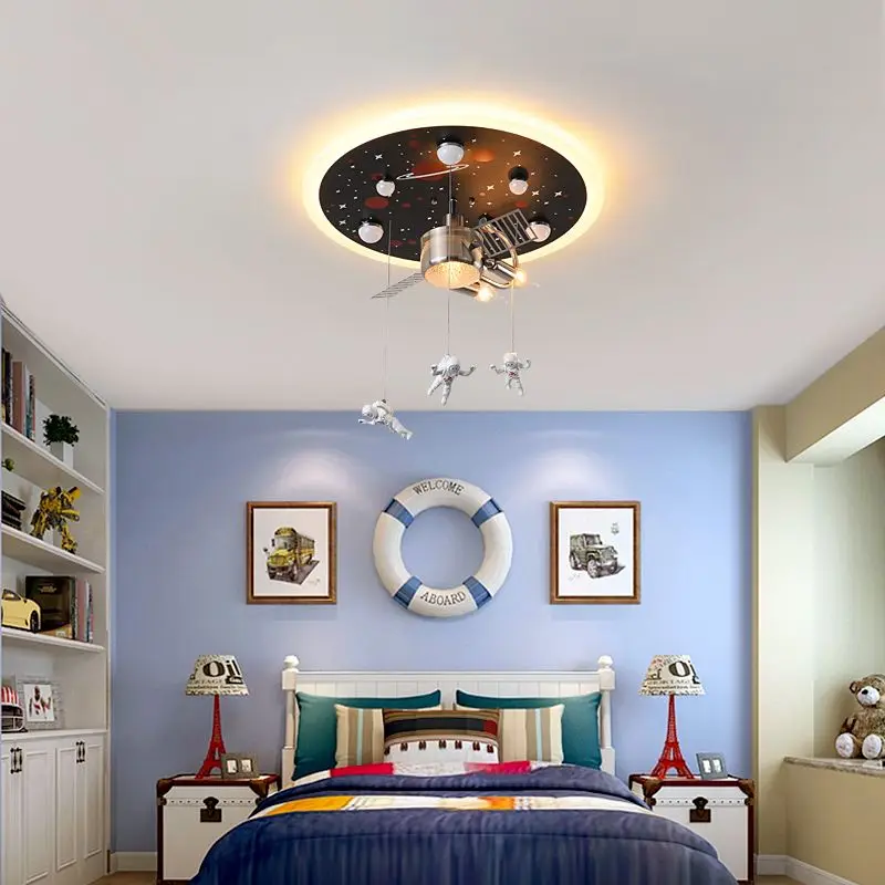 

Children's Room Ceiling Light Space Creative Personality Bedroom Study Black Circular Eye Protection Cartoon Boy Room Lighting