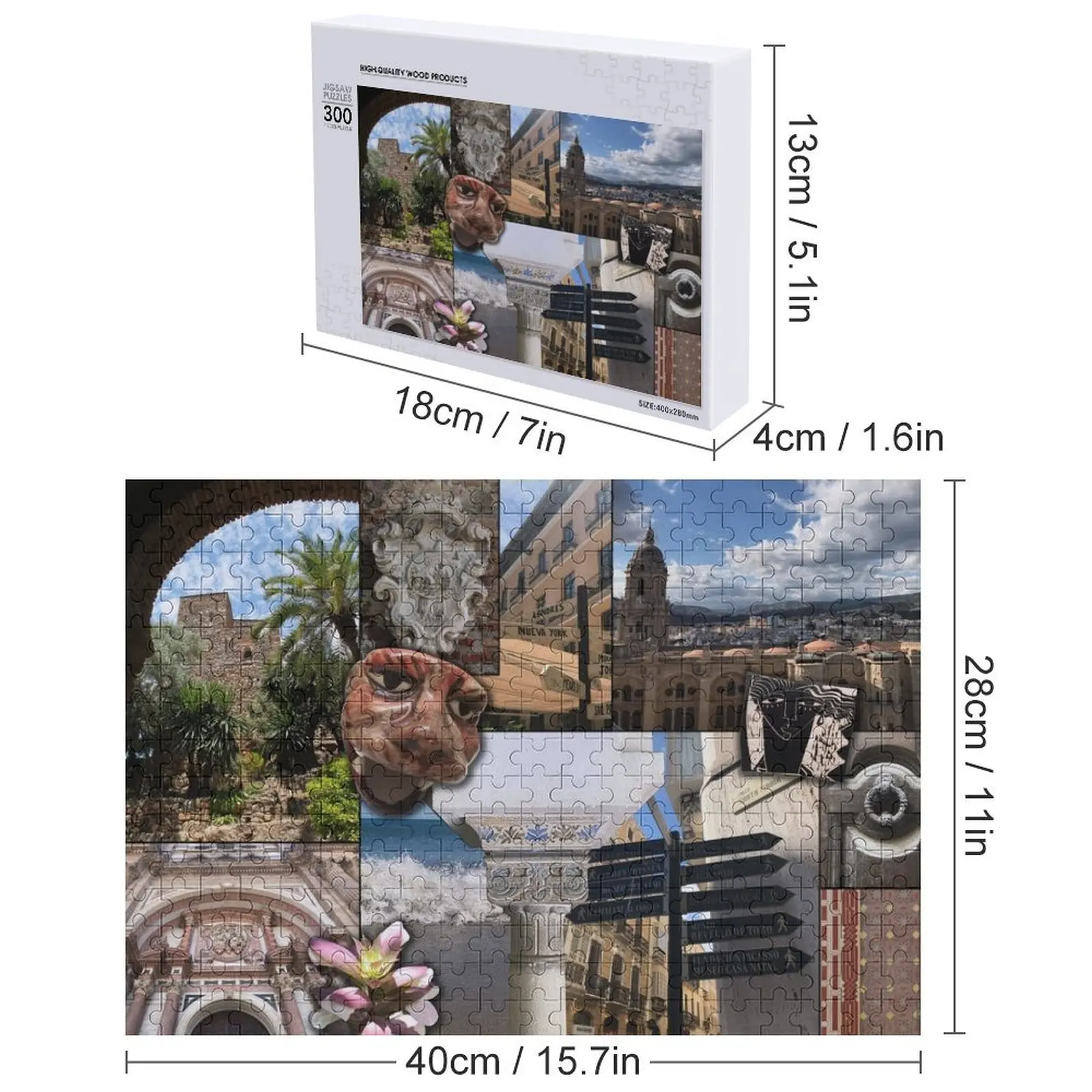 Málaga Espanha Quebra-cabeça Presente Personalizado Bebê Quebra-cabeça De Madeira