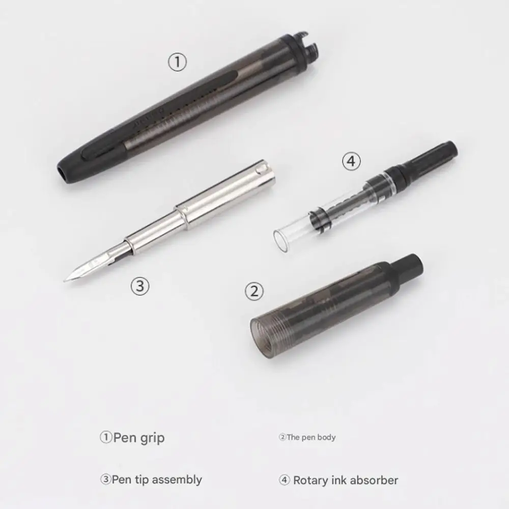 Stylish Retractable Press Fountain Pen EF/F Nib with Clip Click Fountain Pen Smooth Writing Ink Converter Pen Stationery Item