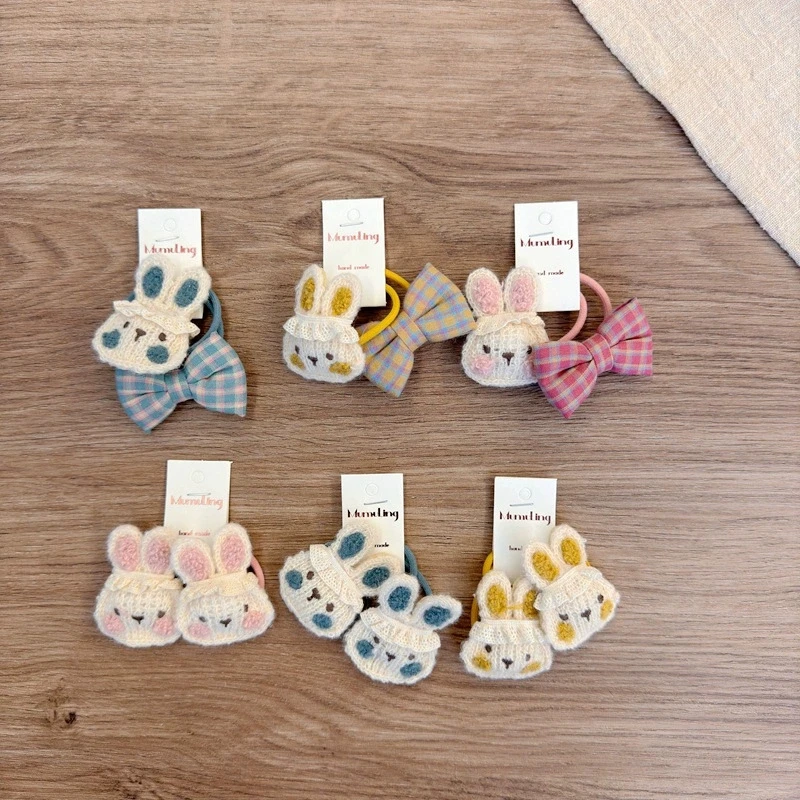 

Cartoon Bunny Hair Tie for Girls Elastic Hair Bands Hair Accessories Cute Rabbit Ponytail Holder Children Cotton Scrunchies