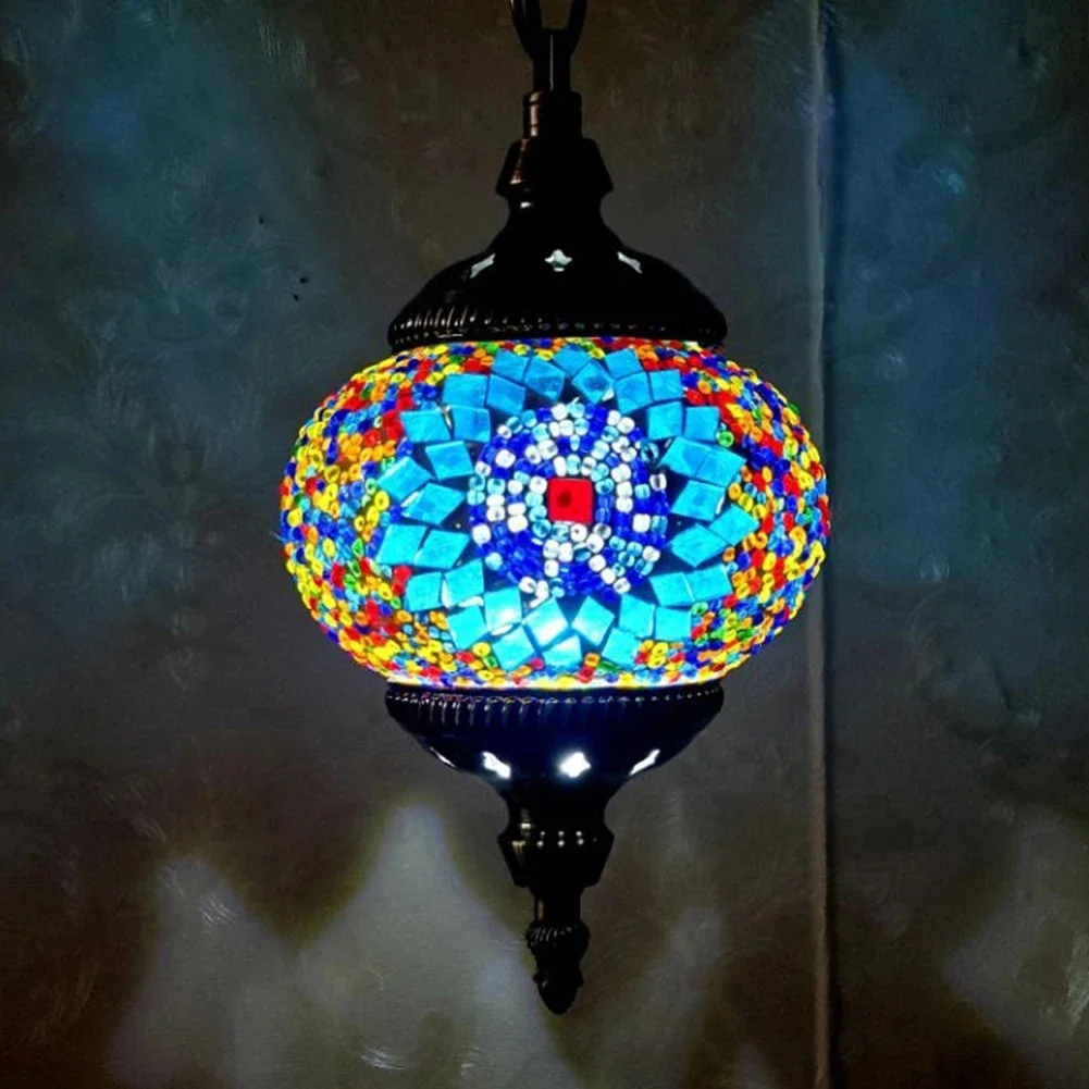 Mosaic Pendant Light Turkish Moroccan Mosaic Hanging Ceiling Lamp E27 Bar Restaurant Mediterranean Pendant Light Home Decoration