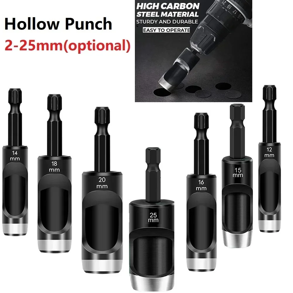 

Leather Hole Punch Hex Shank Adapter Electric Machine Hollow Punch 2-20mm For Drill Cardboard Leather Belt Punching Accessories