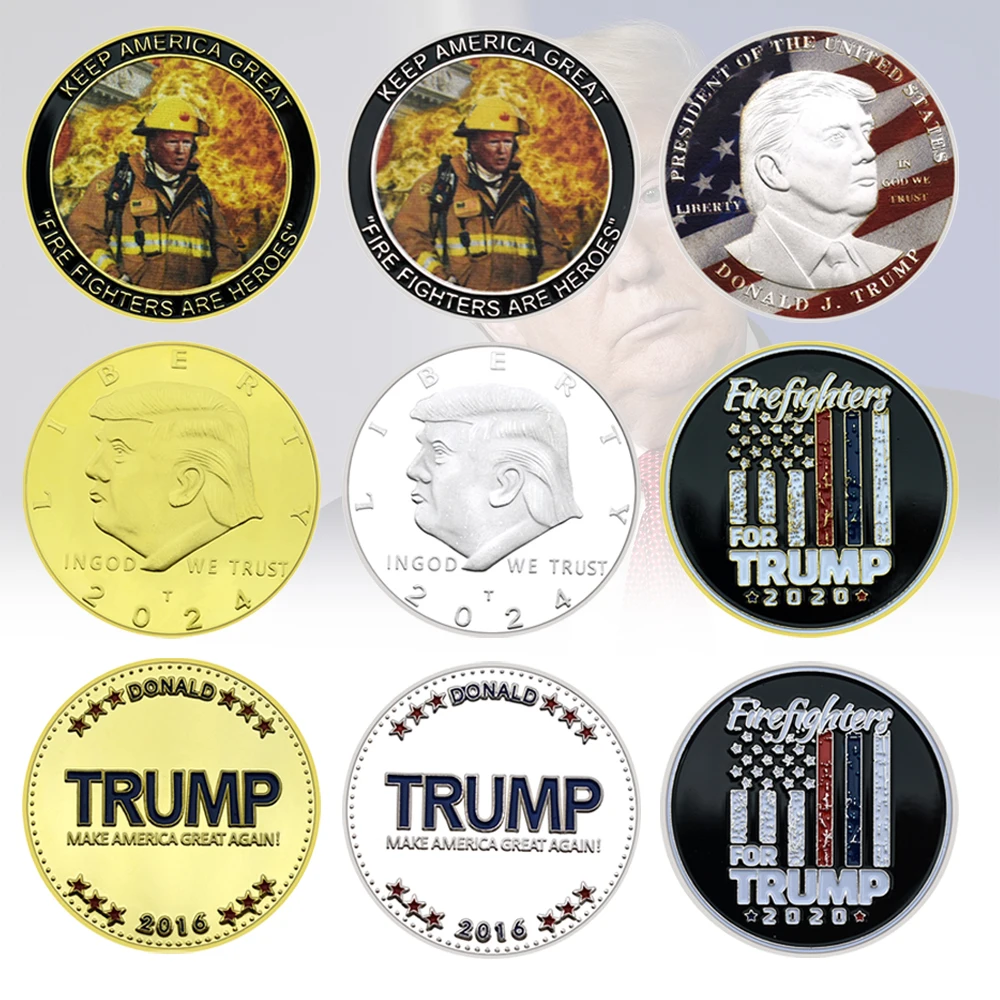 Trump Coin Trump Creative Gold/silver Plated Challenge Coin America President Original Commemorative Coins Fans Collection