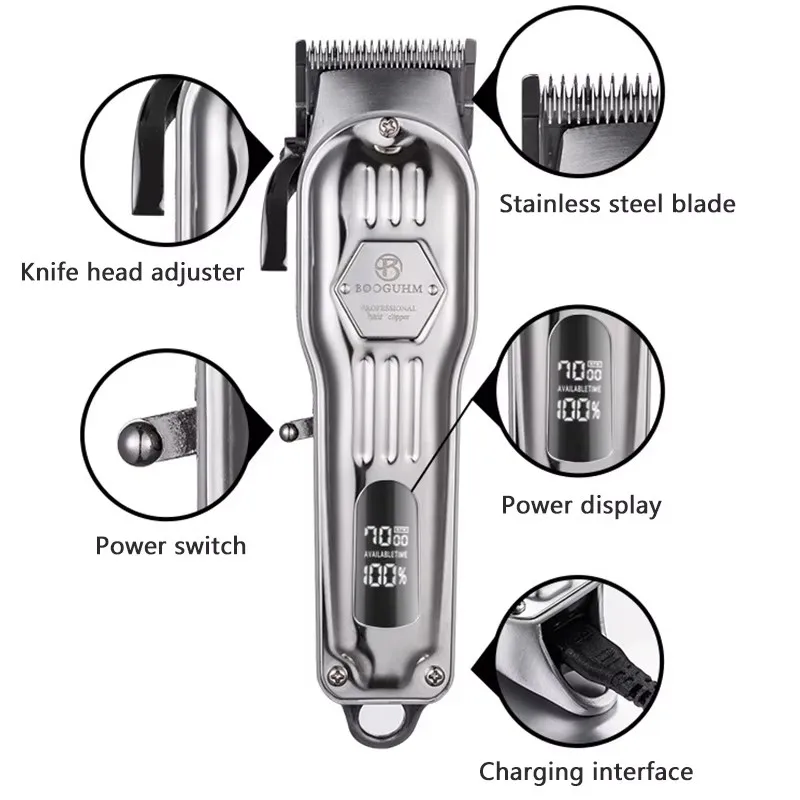 Professionelle elektrische Friseur-Haarschneidemaschine für Herren, kabellos, geschnitzte Haarschneider, wiederaufladbar über USB, Display, Körperschönheit, Haarschneider
