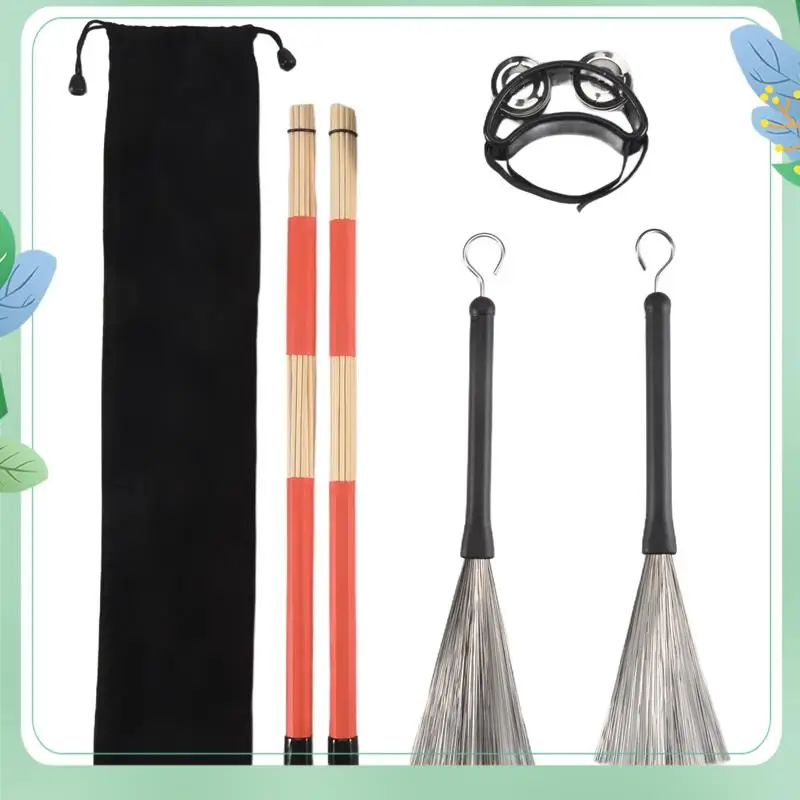 

SYDS 4Pcs Drum Professional Lightweight Wooden Acoustic Drum Brushes Drum Sticks Tools Kit For Lovers Drum Players