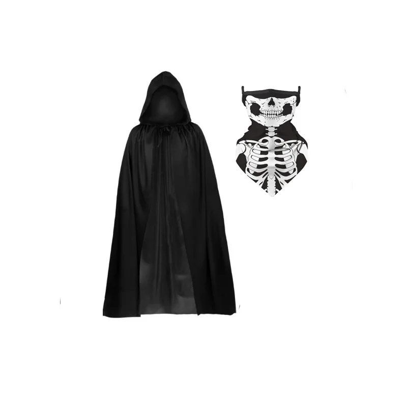 2023 Fashion Grim Reaper Black Cape Cloak Cosplay Party Cosplay Spooky Accessory Set Halloween Costume Props Set