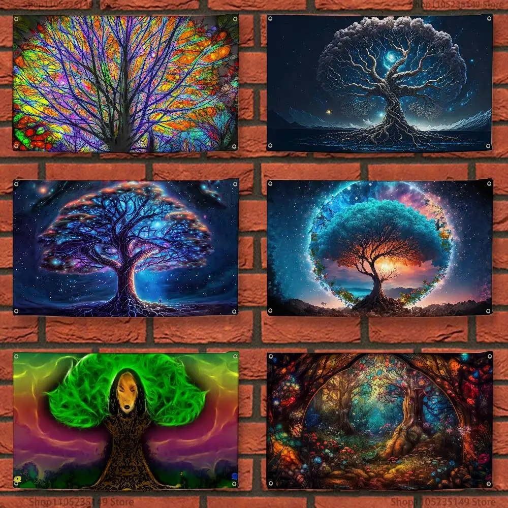

Psychedelic Tree of Life Flag Custom Flags Wall Hanging Tapestry Outdoor Decorative flag Background Blanket
